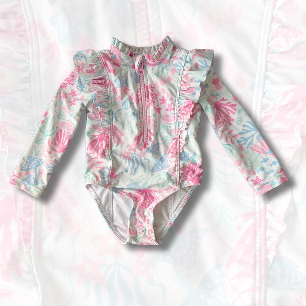 Cynthia Rowley Pink and Blue Kids Swim Rashguard